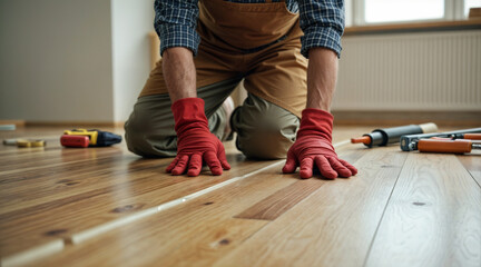 flooring contractor working