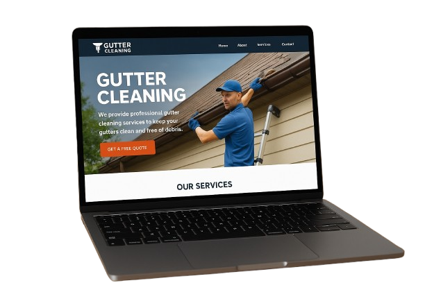 gutter cleaning website mockup displayed on laptop